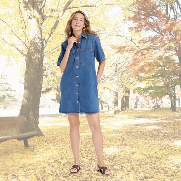NWT - Universal Threads Denim Casual Mini Shirt Dress - XL - Picture 3 of 10